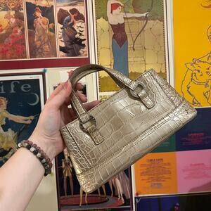 Y2k gold crocodile leather mini bag